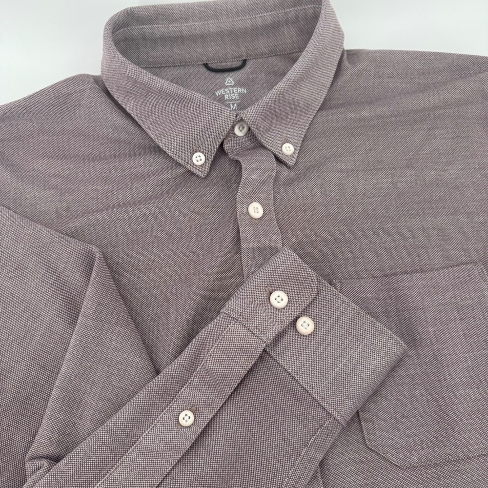 Western Rise Limitless Wool Blend Shirt Mens Medium Mauve Button Down Travel